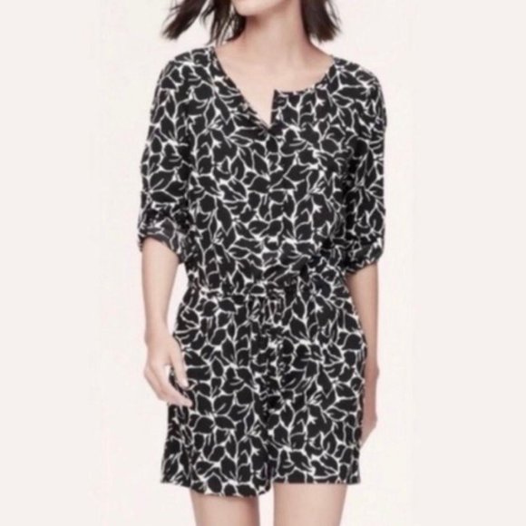 LOFT Pants - NEW LOFT Black&White Drawstring Waist Boho Romper